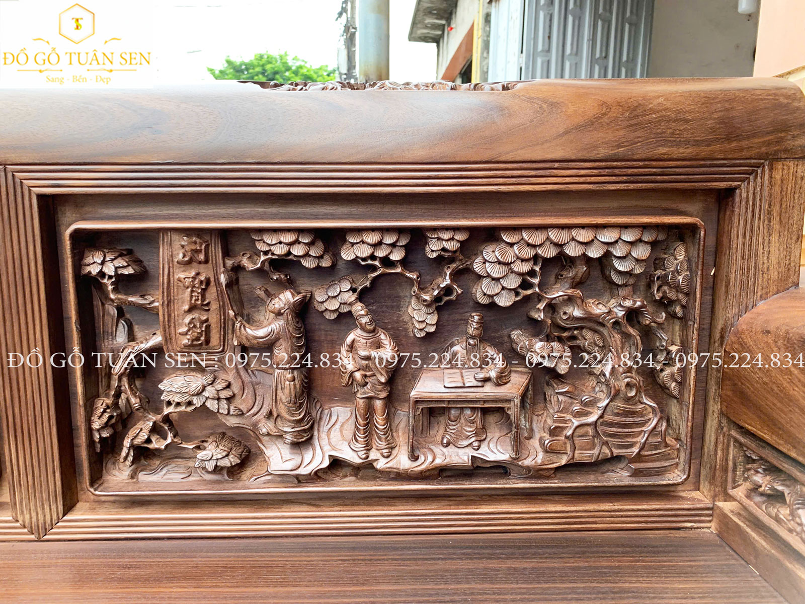 bộ trường kỷ chạm tích tam quốc chạm tay ting sảo